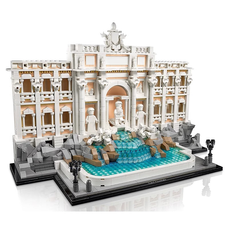 Side profile of the completed Trevi Fountain brick model