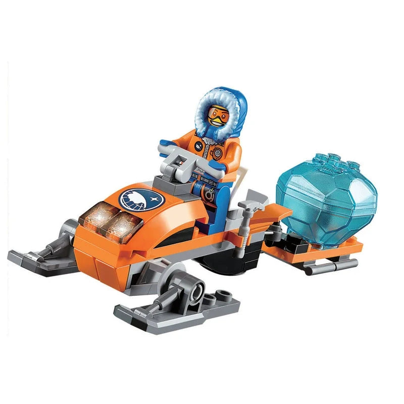 Additional angle of the built mini snowmobile model