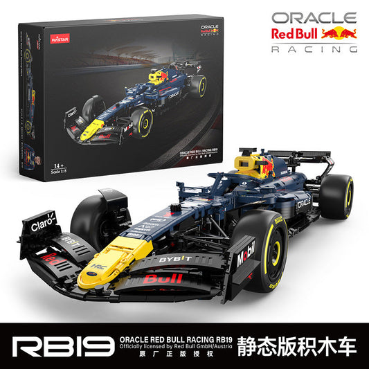 championship Formula racing car building block model, front three-quarter view