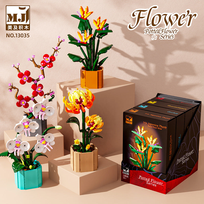 Potted plant building block set assembled display (10)