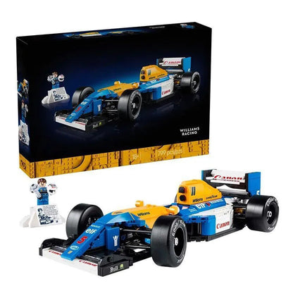 Front view of the built 799-piece Williams FW14B racing car building block set