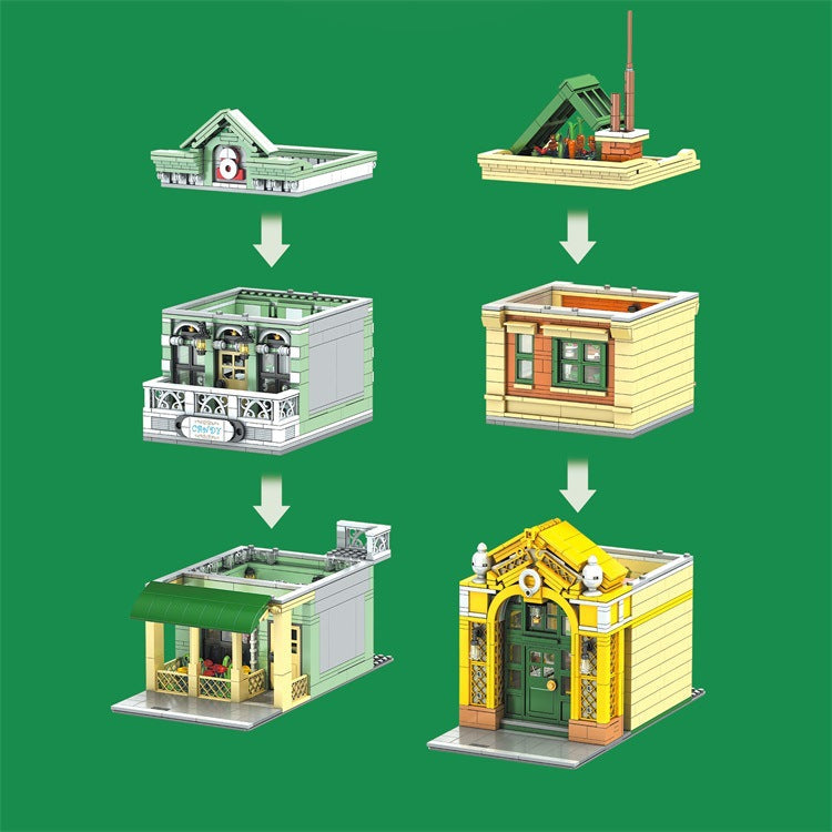 french restaurant building block set side profile