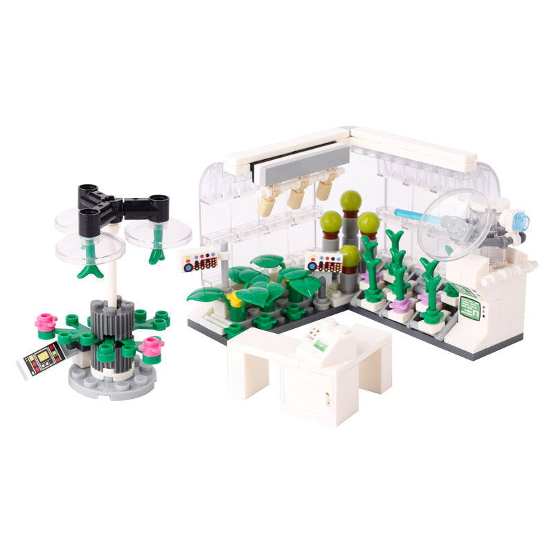 Hydroponic laboratory building block scene assembled