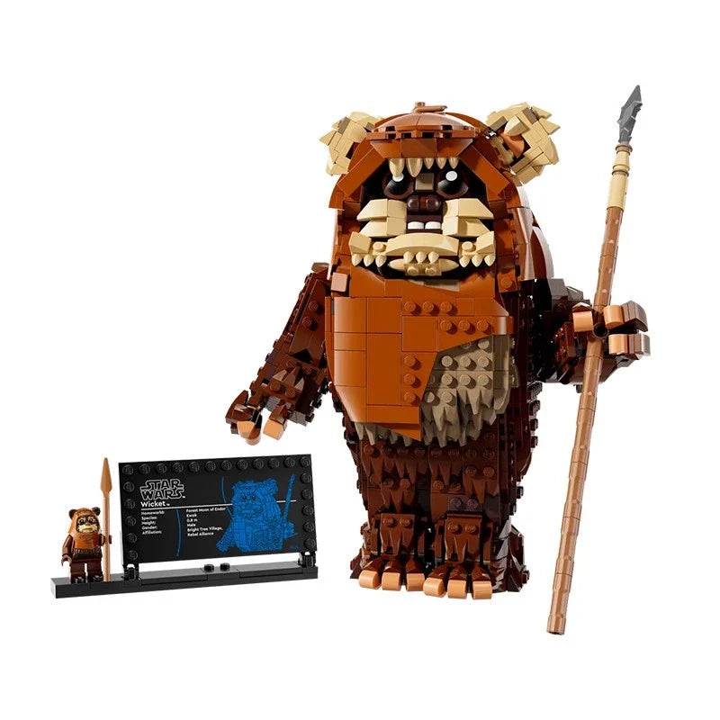 Front view of the 1010-piece forest moon creature figure building set