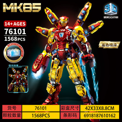 Second view of the 1568-piece Iron Man brick model