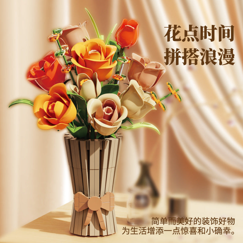 Potted plant building block set – finished model