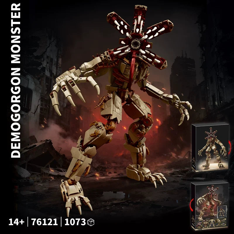 Floral demon head Shadow Monster building block set, close-up detail