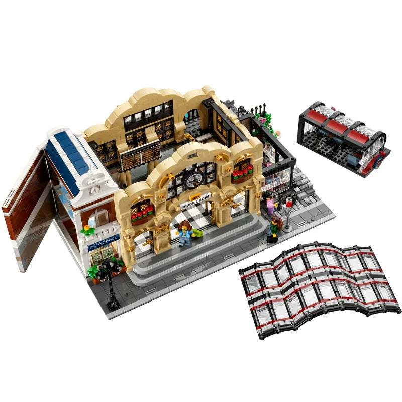 Brick Cross Train Station Building Set detailed close-up of brick construction