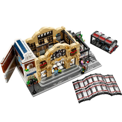 Brick Cross Train Station Building Set detailed close-up of brick construction