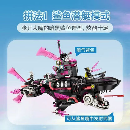 Top view of the assembled shark-shaped submarine model