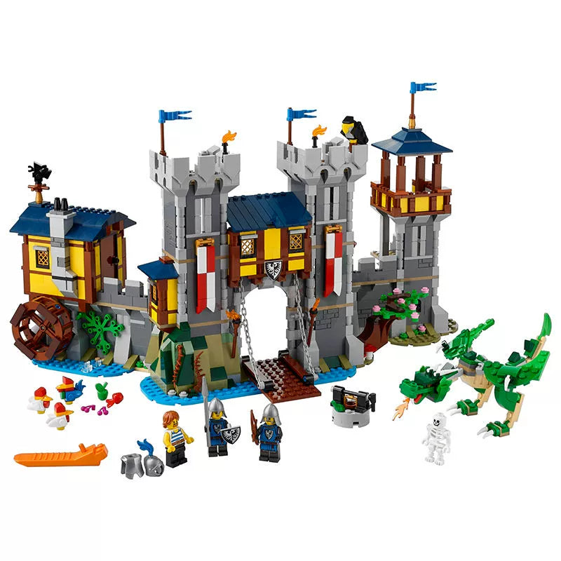 Medieval castle building block set with 1426 pieces