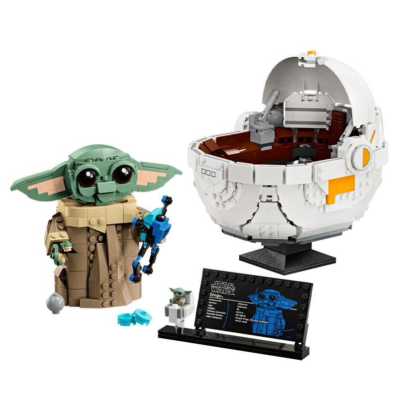 Grogu with hover pram 1048-piece building block set assembled
