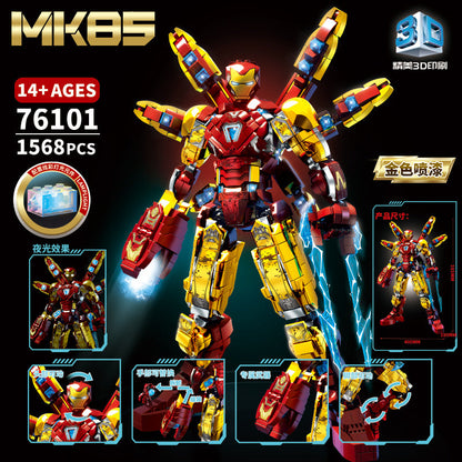 Detail view of the Iron Man MK85 bricks