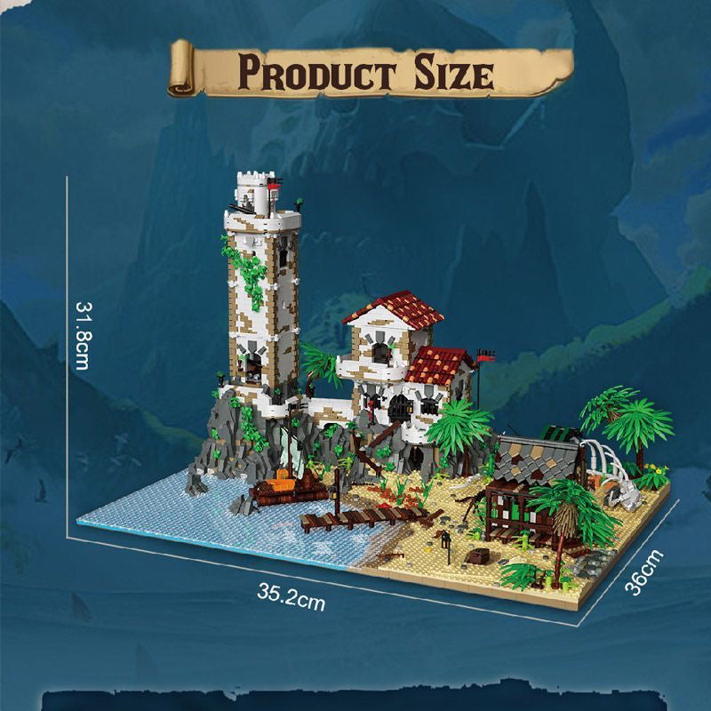 pirate harbor castle building block set construction detail view