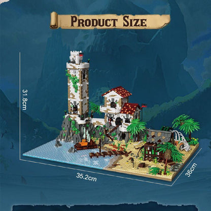 pirate harbor castle building block set construction detail view