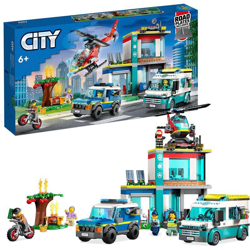 Front view of the emergency vehicles HQ building block model