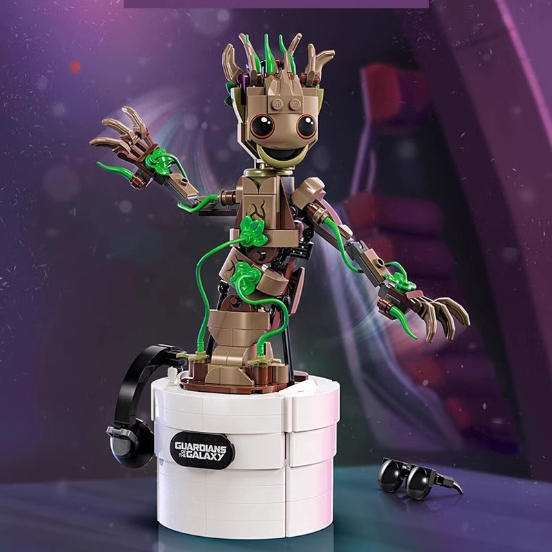 Angled view of the character's pose in bricks