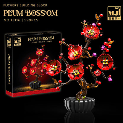 Plum blossom flower building block set assembled