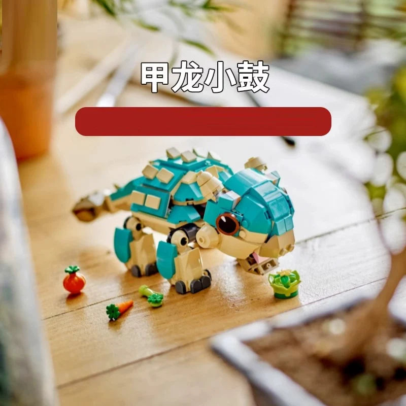 Dinosaur building set overview showing the finished build