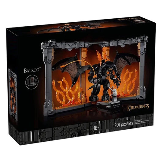 Fantasy Balrog book nook building block set with 1201 pieces