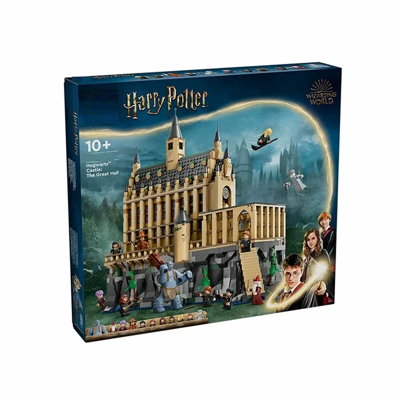 Front view of the 1732-piece castle great hall building block set