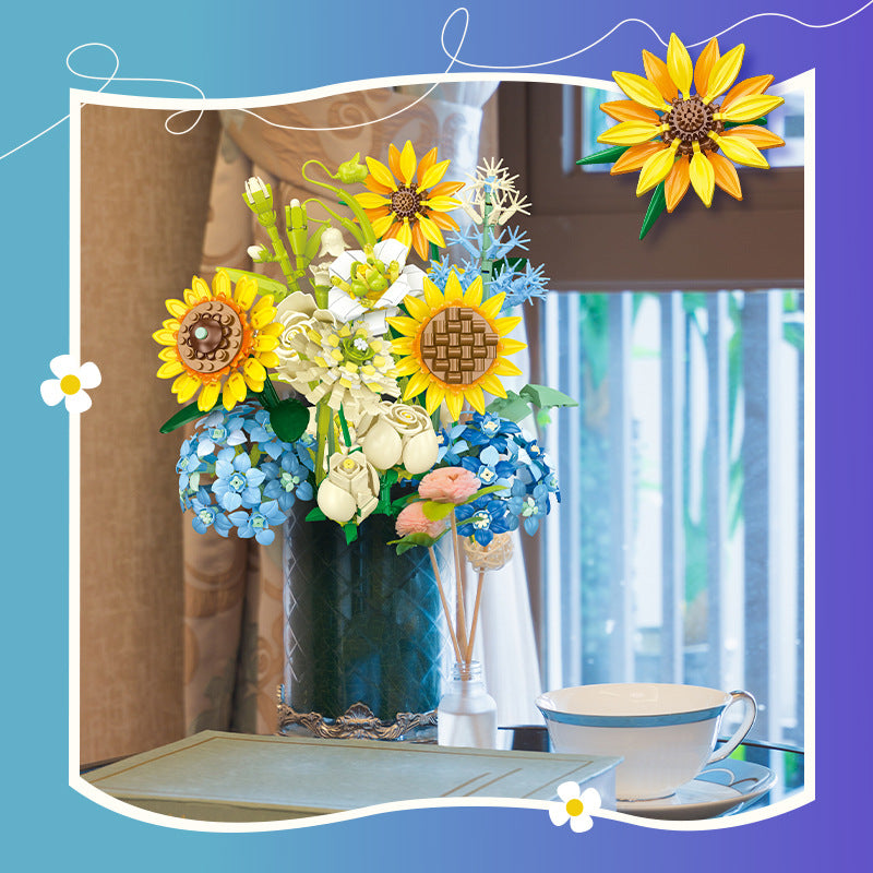 Brick sunflower bouquet, alternate angle