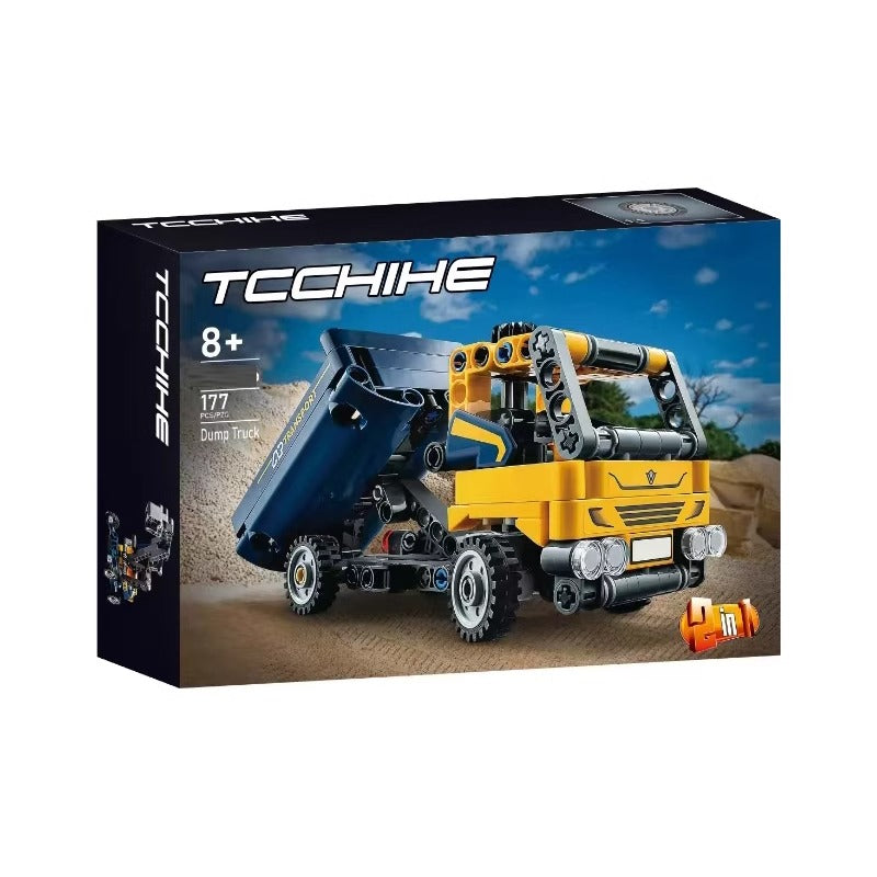 Top-down view of the dump truck building block set