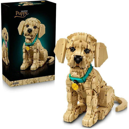 Golden Retriever puppy dog building block set, main view