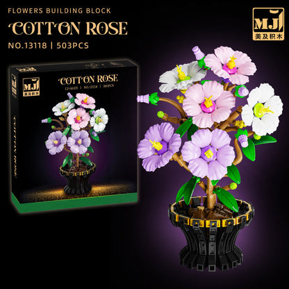 Cotton rose building block flower display