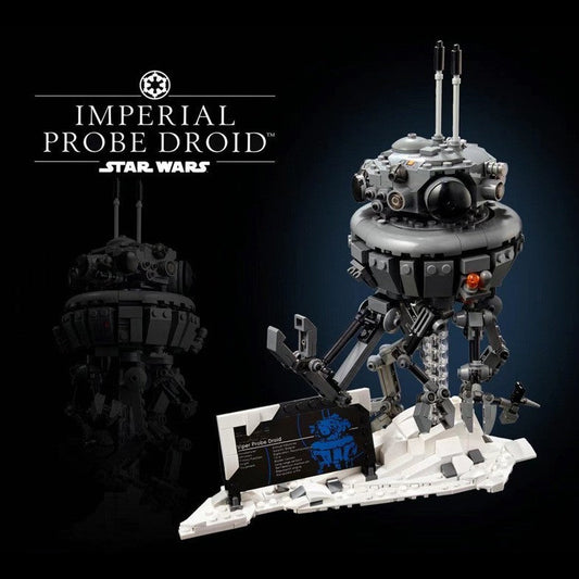 Assembled 692-piece sci-fi probe droid building block model