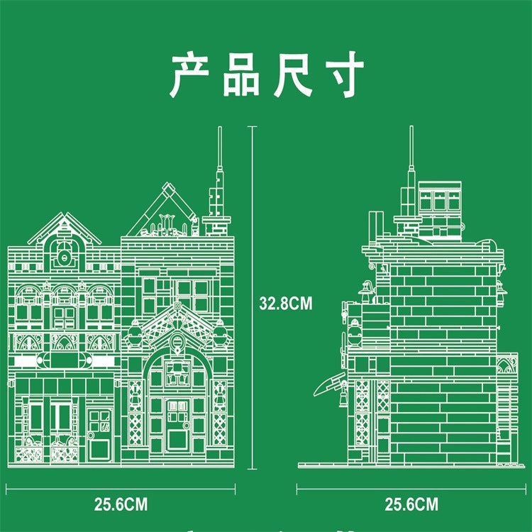 french restaurant building block set structural detail close-up