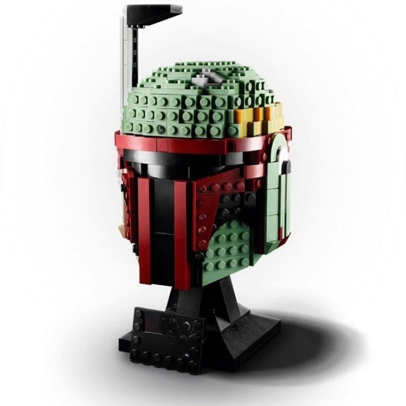 Assembled helmet model built from ABS plastic bricks
