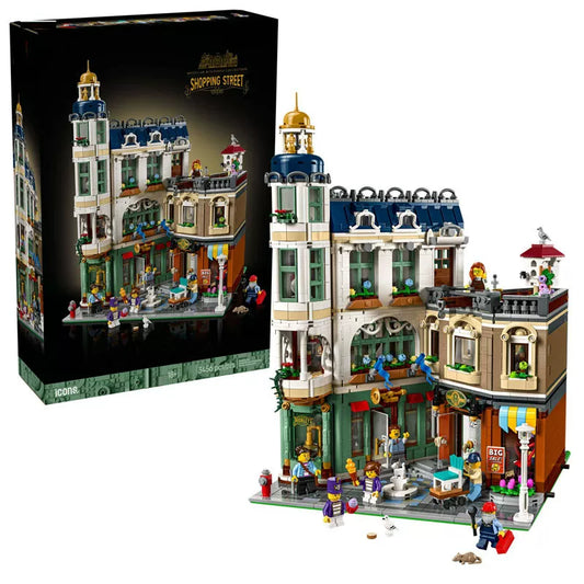Shopping street building block set, 3456-piece ABS plastic street-scene build