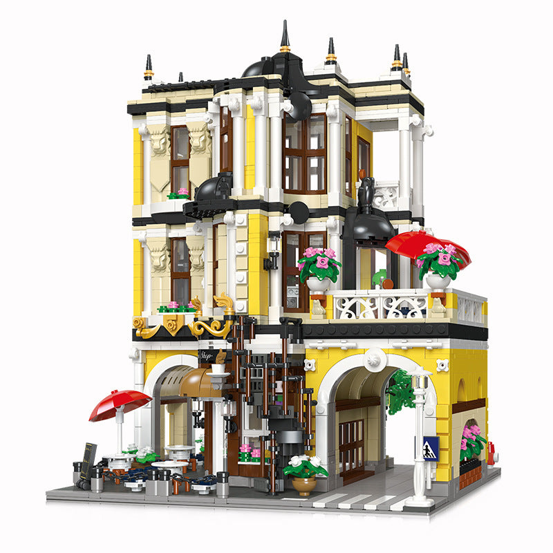 tea shop building block set construction detail view