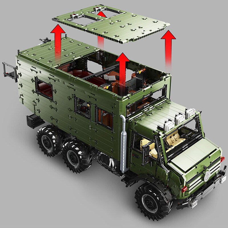 off-road utility truck building block model, cockpit and interior detail
