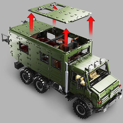 off-road utility truck building block model, cockpit and interior detail