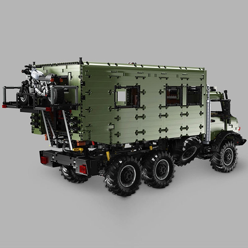 off-road utility truck building block model, rear view