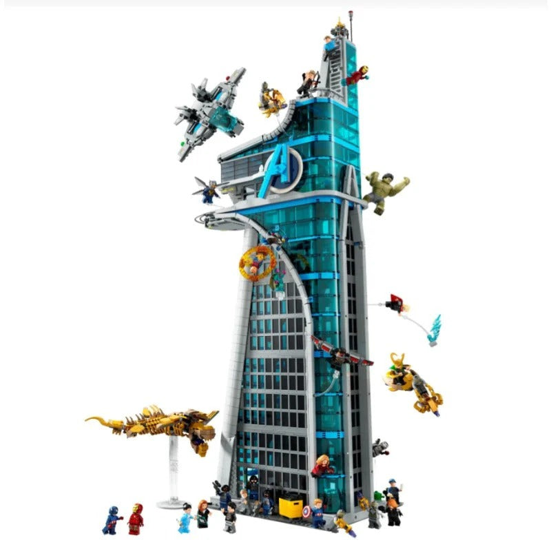 Assembled Avengers Tower building block set, 5201 pieces