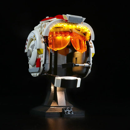 Brick-built pilot helmet shown with the LED lighting option