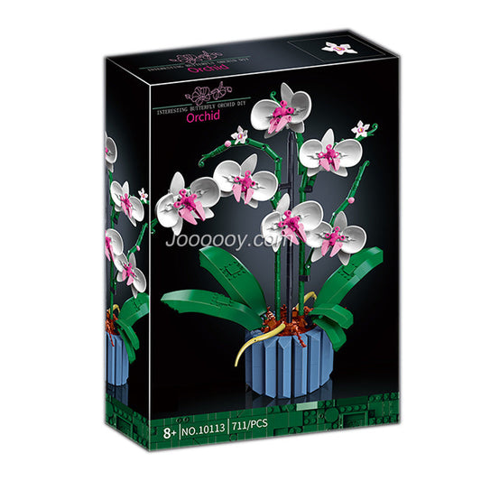 Assembled orchid flower building block arrangement