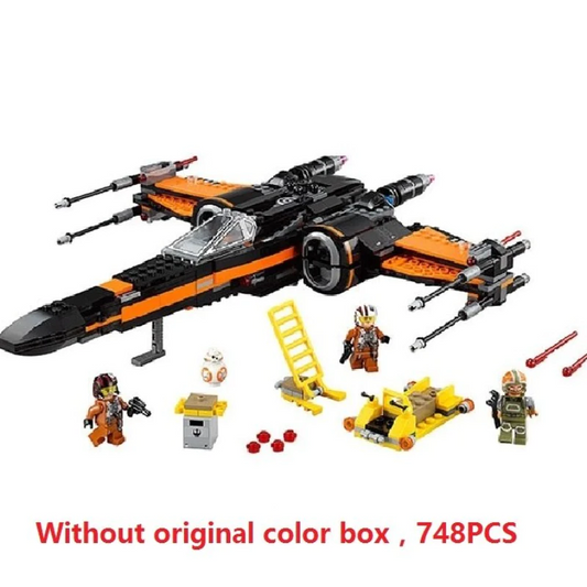 X-Wing fighter building block model front angle view