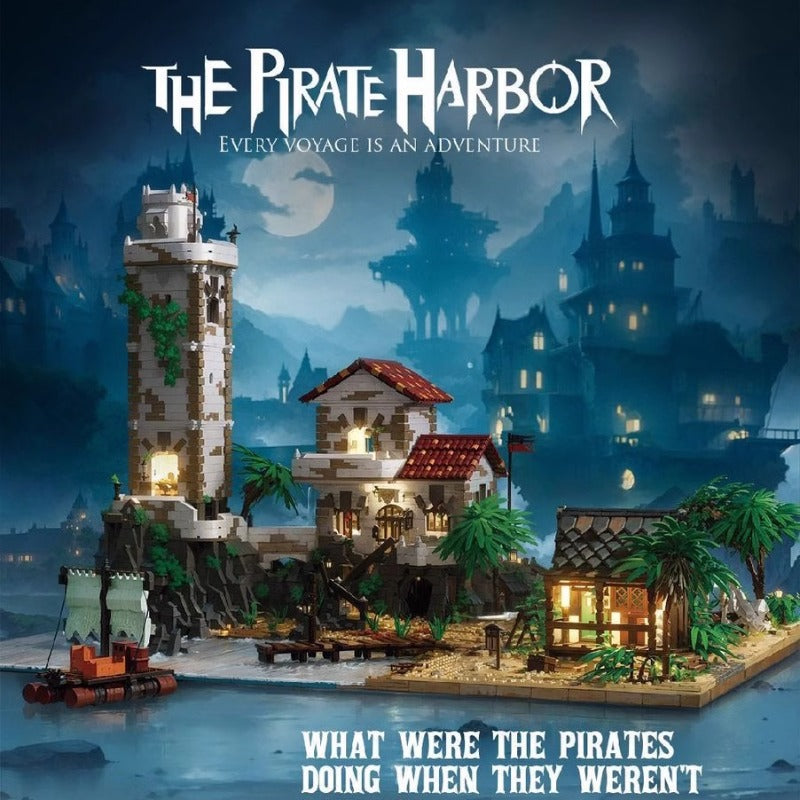 None-piece pirate harbor castle building block model front view