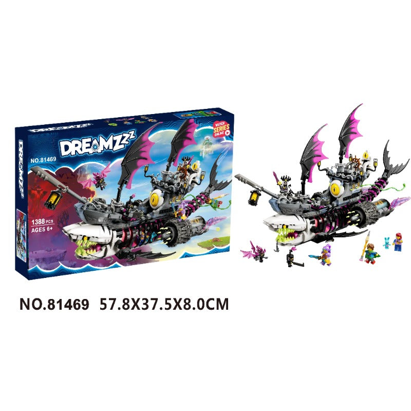 Additional view of the shark ship brick model