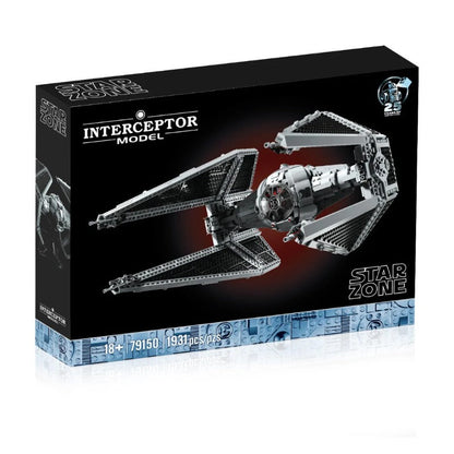Front view of the space wing fighter starship building block model