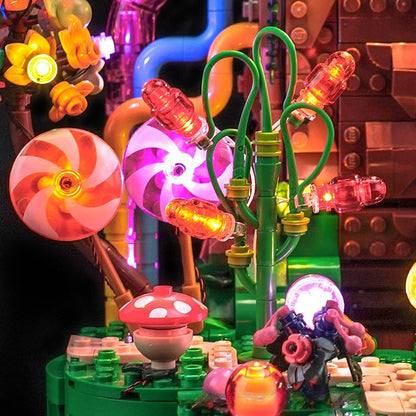 Chocolate factory building model shown with the LED lighting kit installed