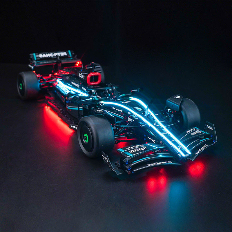 Race car building block model side angle