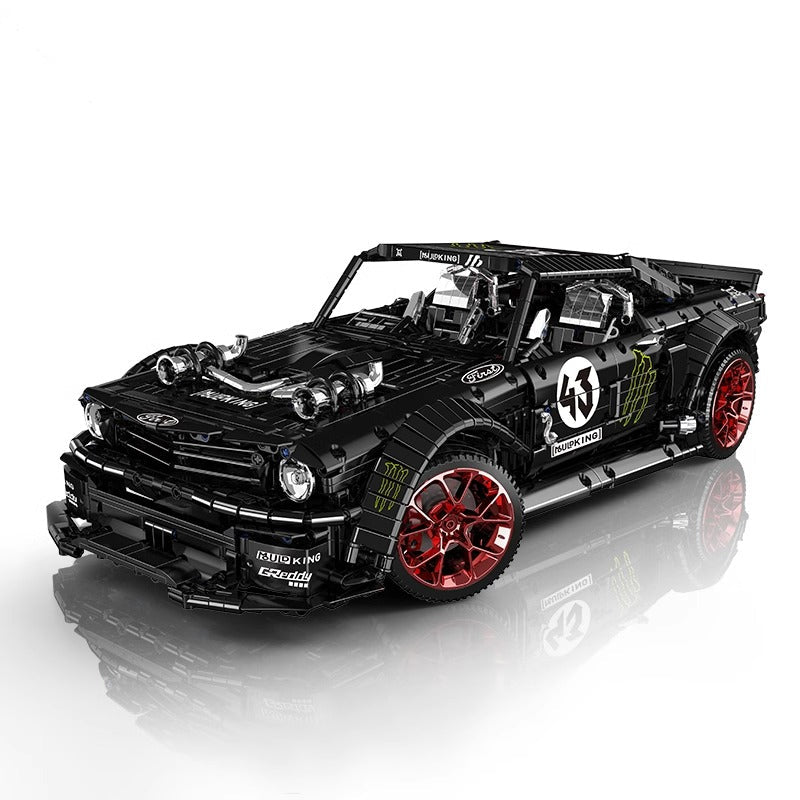 American drag racing muscle car building block model, top-down view