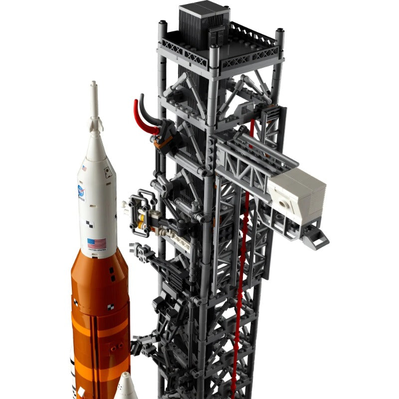 Angled view of the completed multi-stage rocket build