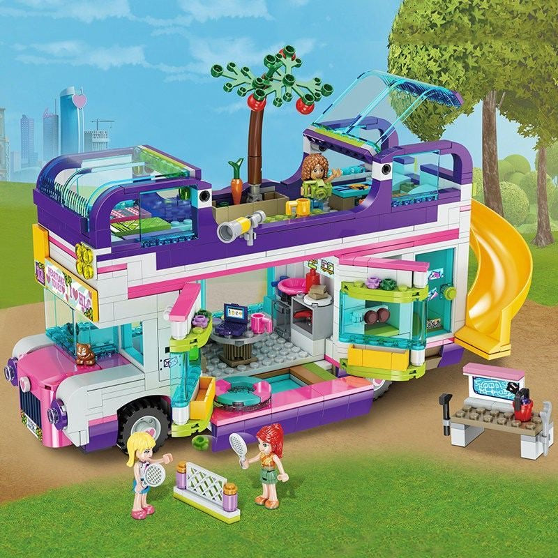 Front angle view of the Friendship Bus building block model