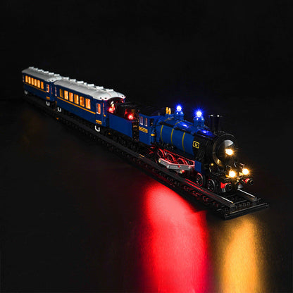 Passenger train display model built from ABS plastic bricks